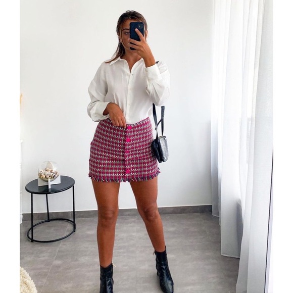 Zara Small Frayed Textured Mini Skirt - Picture 4 of 16